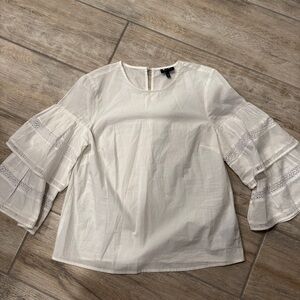 Who What Wear White Bell Sleeve Ruffled Blouse